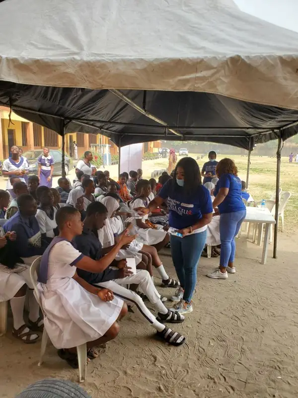 Students at the Navy Town school health outreach