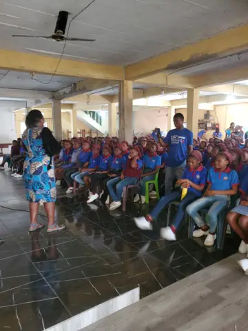 The health talk in the school hall