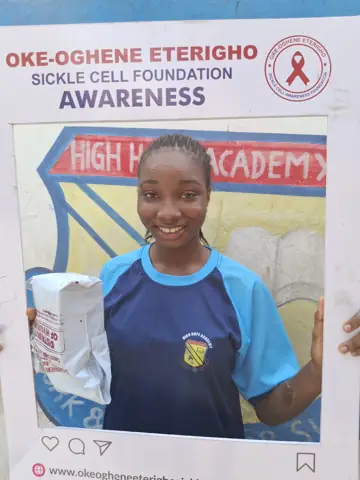 A student with her hygiene kit