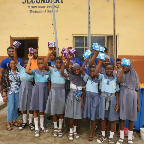 Girls at Randle Senior Secondary School with their pads